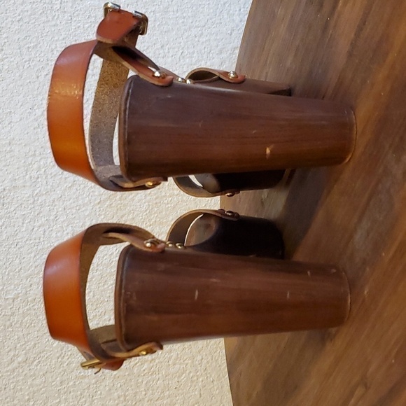 Mossimo- Womens Brown leather Strappy Platform high block Heels Sz.7.5 - Picture 5 of 10